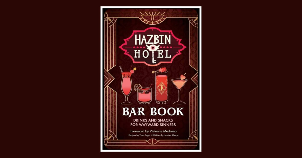 A colorful bar book cover featuring cocktails and vintage design elements for The Cosmic Circus.