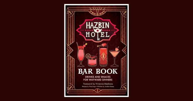 A colorful bar book cover featuring cocktails and vintage design elements for The Cosmic Circus.