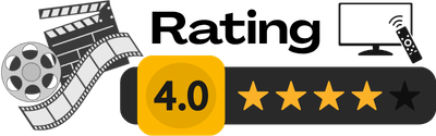 4 stars out of 5 stars movie or TV/streaming show rating graphic