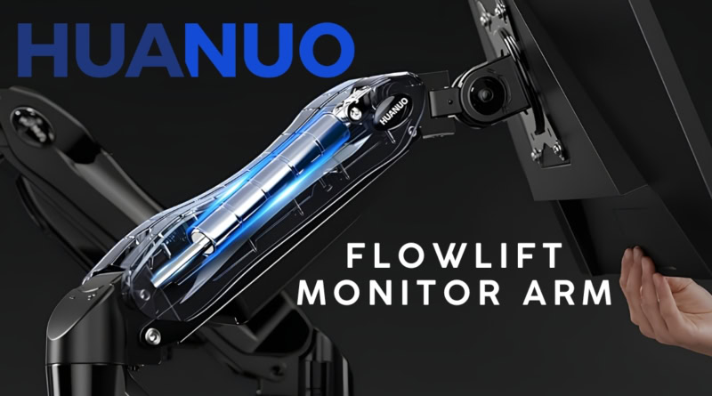 HUANUO FlowLift Single Monitor Arm for ergonomic desk setup.