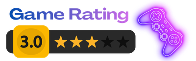Game rating graphic showing 3 out of 5 stars with a neon game controller.