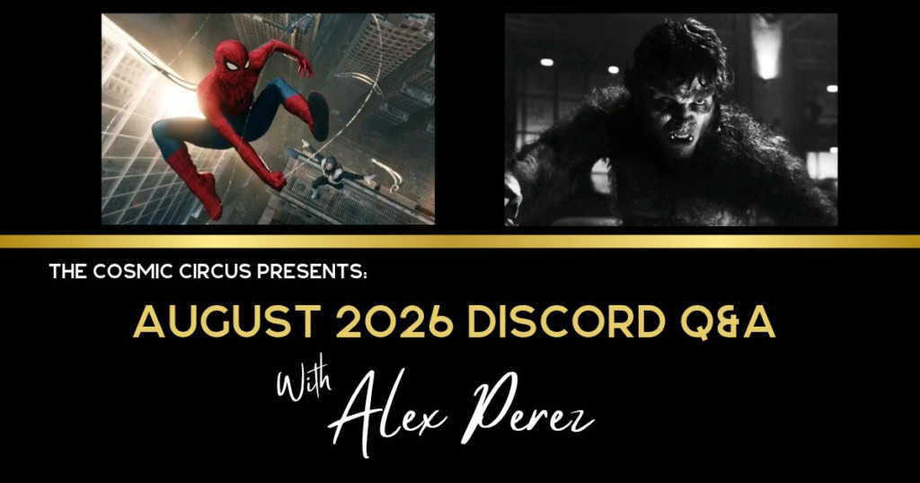 Promotional banner for August 2026 Discord Q&A with Alex Perez by The Cosmic Circus.
