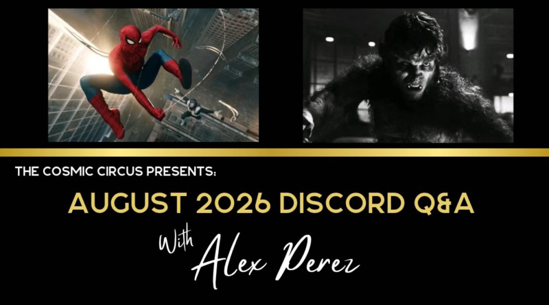 Promotional banner for August 2026 Discord Q&A with Alex Perez by The Cosmic Circus.