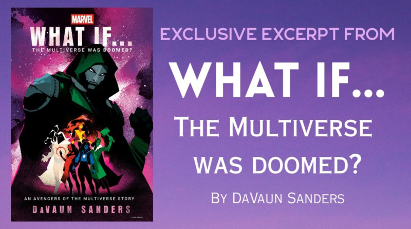 'What If... The Multiverse Was Doomed?' by DaVaun Sanders, featuring a cosmic background and superhero characters.