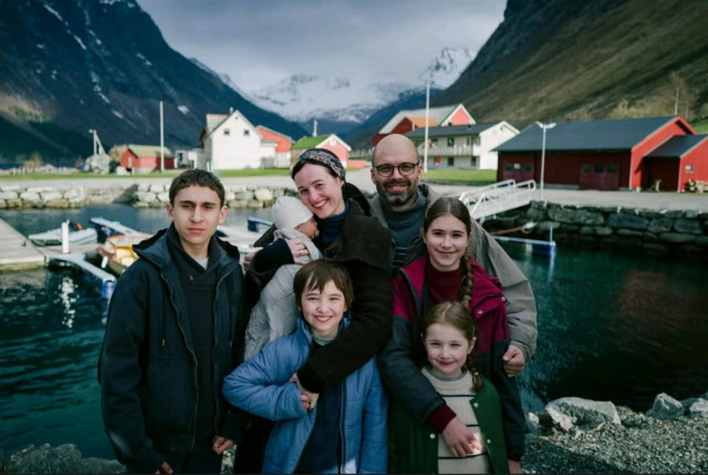 Fjord (2026) film cast, starring Sebastian Stan, happy family