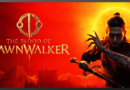 Dark warrior with sword against fiery sunset background in The Blood of Dawnwalker. Game review banner