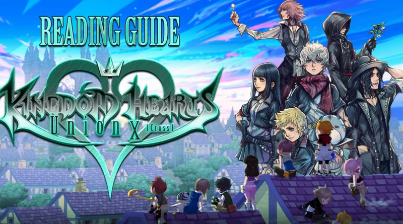 Kingdom Hearts Union X reading guide cover with characters and logo.