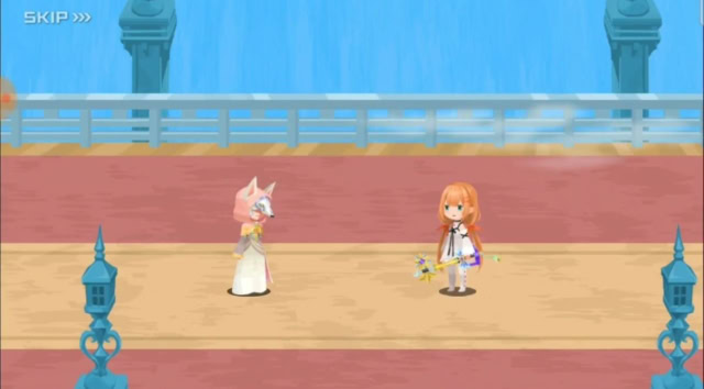 Anime-style girl and cat character in a colorful outdoor setting. scene from Kingdom Hearts