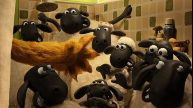 A scene from animated film Shaun the Sheep The Beast of Mossy Bottom