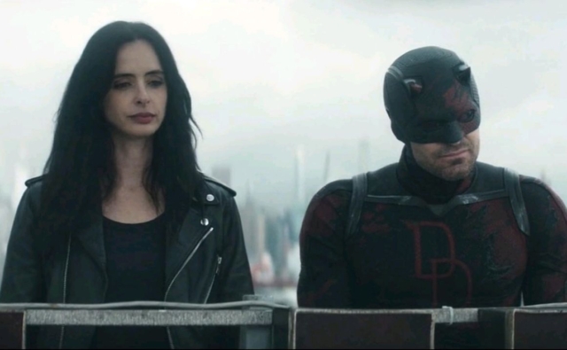 Krysten Ritter and Charlie Cox in Daredevil: Born Again (Marvel Studios)