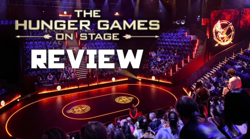 The Hunger Games on Stage theatre review with a circular performance area and audience seating.