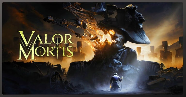 Valor Mortis game cover with a Napoleonic soldier and dramatic battlefield scene.
