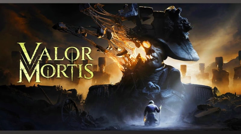 Valor Mortis game cover with a Napoleonic soldier and dramatic battlefield scene.